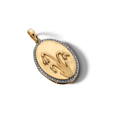 14K Gold Plated 1/20 CT. T.W. Diamond Snowdrop Necklace Charm