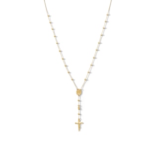 14K Gold Beaded Rosary Necklace - 18"