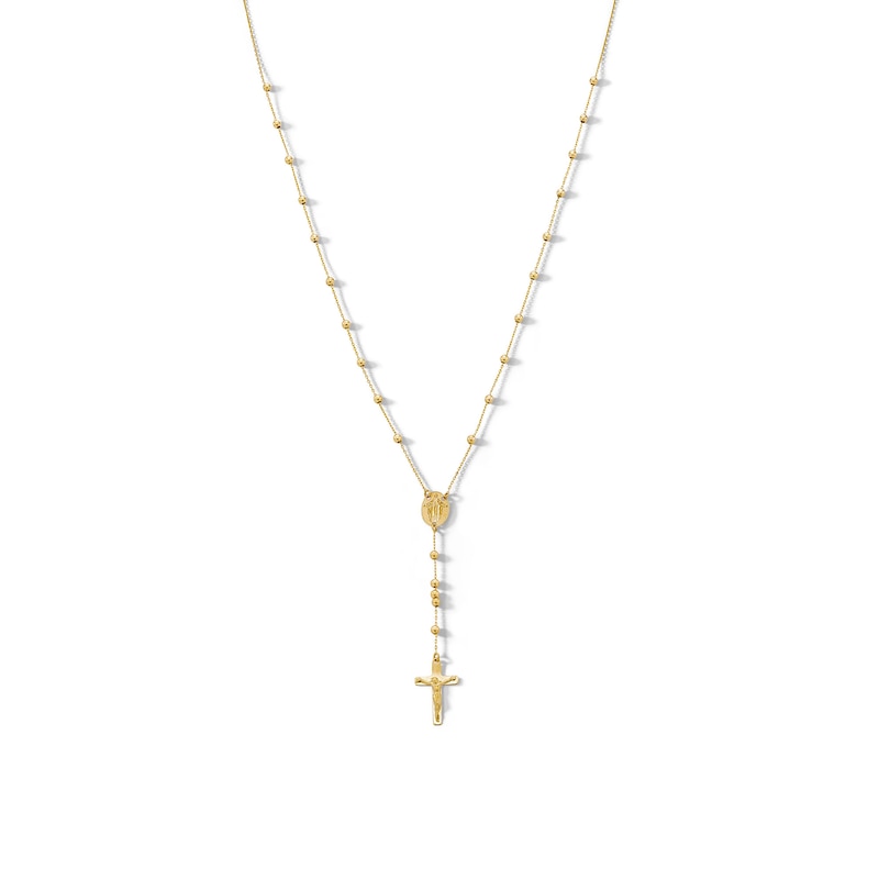 14K Gold Beaded Rosary Necklace - 18"