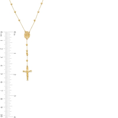 14K Gold Beaded Rosary Necklace - 18"