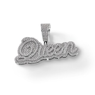 ​​​​​​​Sterling Silver CZ Queen Necklace Charm