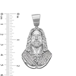 Sterling Silver CZ Jesus Necklace Charm