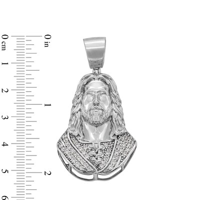 Sterling Silver CZ Jesus Necklace Charm