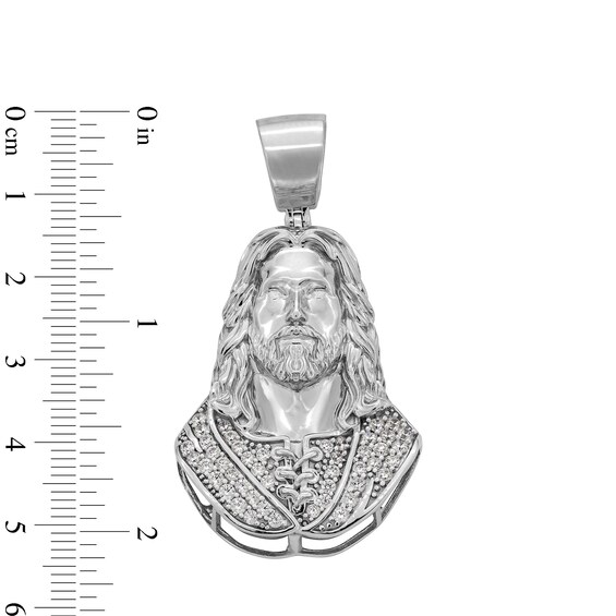 Sterling Silver CZ Jesus Necklace Charm