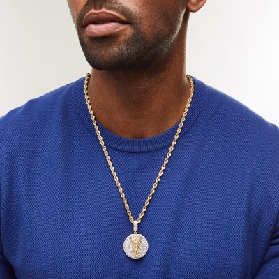 Solid Sterling Silver and 10K Plated Gold CZ Jesus Medallion Two-Tone Necklace Charm