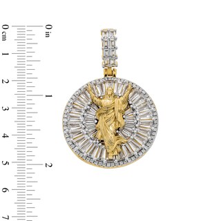 Solid Sterling Silver and 10K Plated Gold CZ Jesus Medallion Two-Tone Necklace Charm