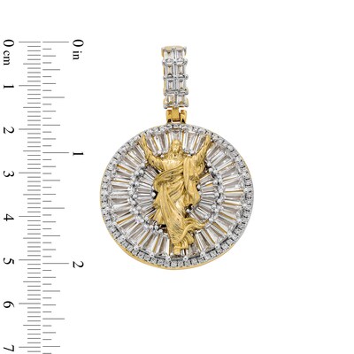 Solid Sterling Silver and 10K Plated Gold CZ Jesus Medallion Two-Tone Necklace Charm