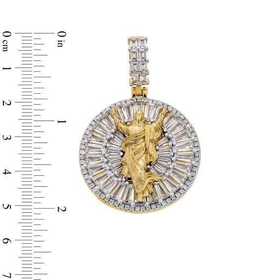 Solid Sterling Silver and 10K Plated Gold CZ Jesus Medallion Two-Tone Necklace Charm