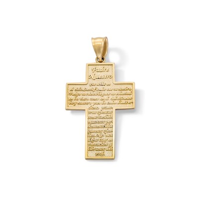 14K Solid Gold Padre Nuestro Cross Necklace Charm