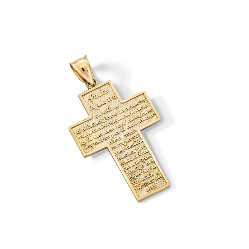 Main Image 3 of 14K Solid Gold Padre Nuestro Cross Necklace Charm