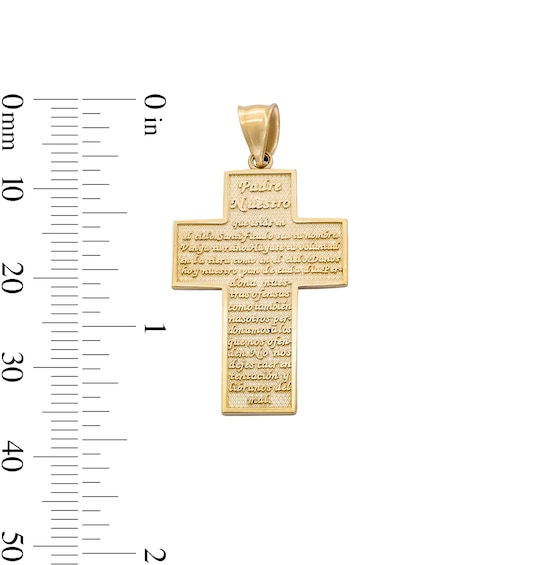 14K Solid Gold Padre Nuestro Cross Necklace Charm