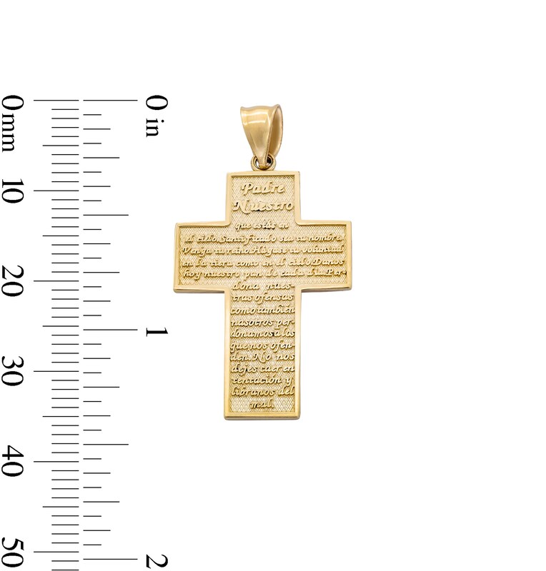 Main Image 4 of 14K Solid Gold Padre Nuestro Cross Necklace Charm
