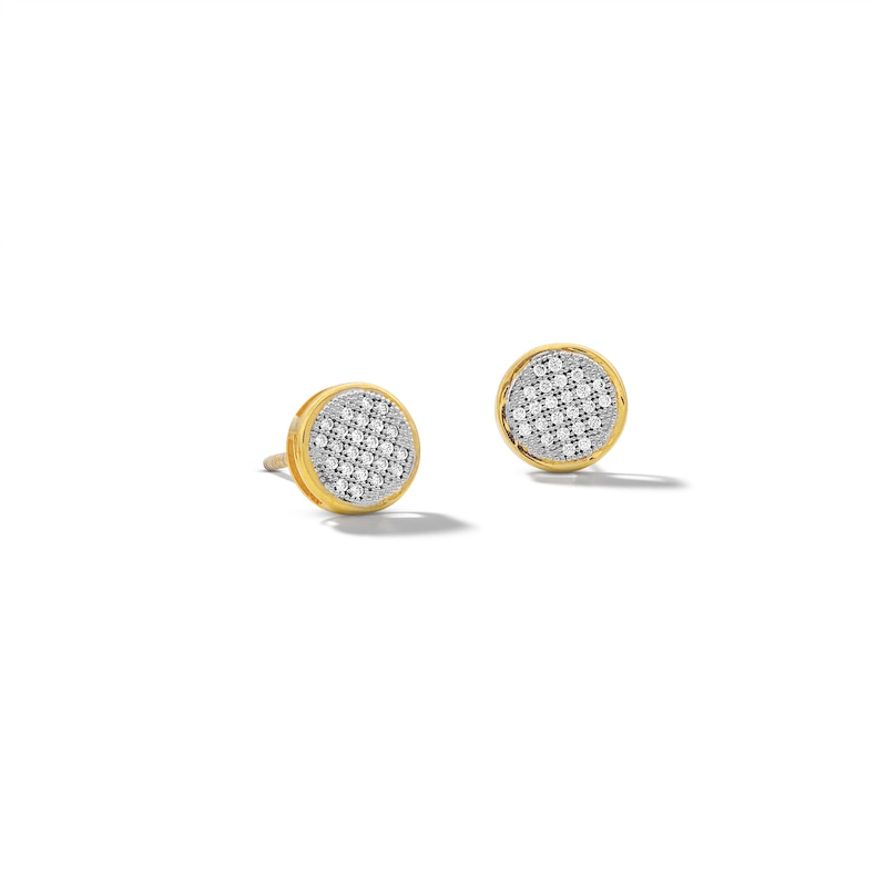 10K Solid Gold 1/6 CT. T.W. Diamond Medium Circle Studs