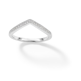 Sterling Silver CZ Round Chevron Ring