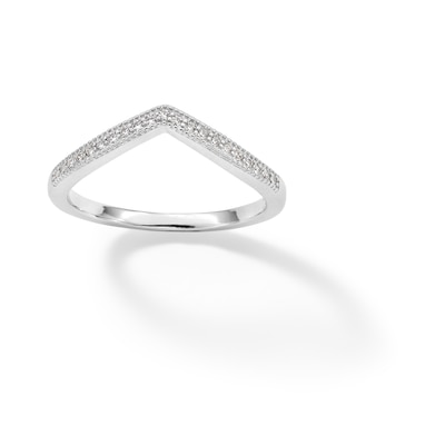 Sterling Silver CZ Round Chevron Ring