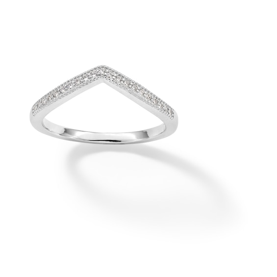 Sterling Silver CZ Round Chevron Ring