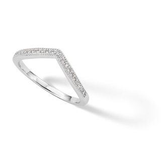 Sterling Silver CZ Round Chevron Ring
