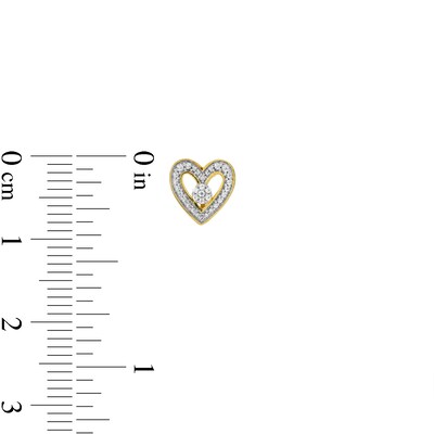 14K Plated Gold Diamond Accent Heart Studs