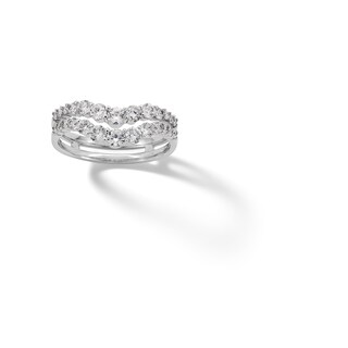 Sterling Silver CZ Double Chevron Ring - Size 7