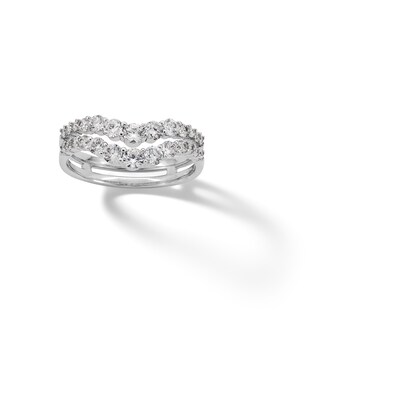 Sterling Silver CZ Double Chevron Ring - Size 7