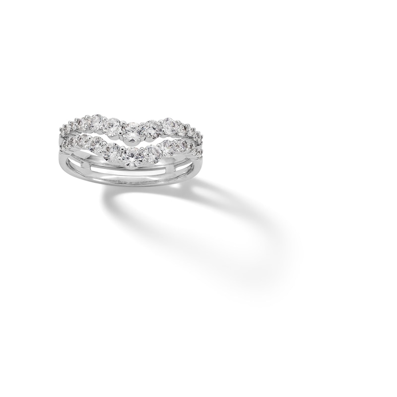 Sterling Silver CZ Double Chevron Ring - Size 7