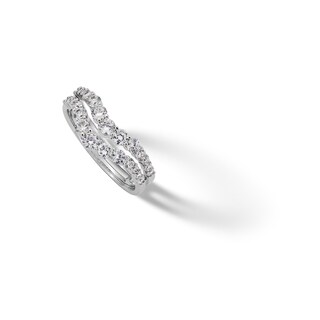 Sterling Silver CZ Double Chevron Ring - Size 7