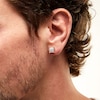 Thumbnail Image 2 of 10K Solid Gold 1/6 CT. T.W. Diamond Cornered Square Studs