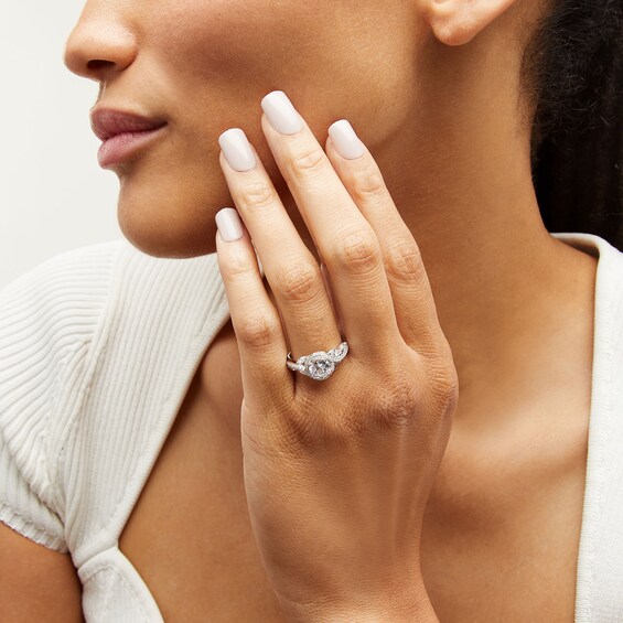 Sterling Silver CZ Round Center with Marquise Sides Ring - Size 7