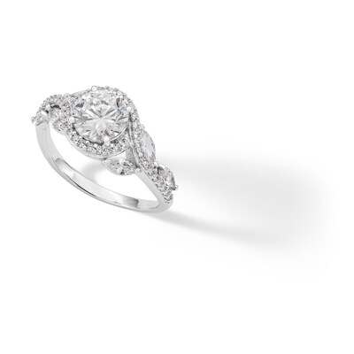 Sterling Silver CZ Round Center with Marquise Sides Ring - Size 7