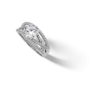​​​​​​​Sterling Silver CZ Round Center Stone By-Pass Ring - Size 7