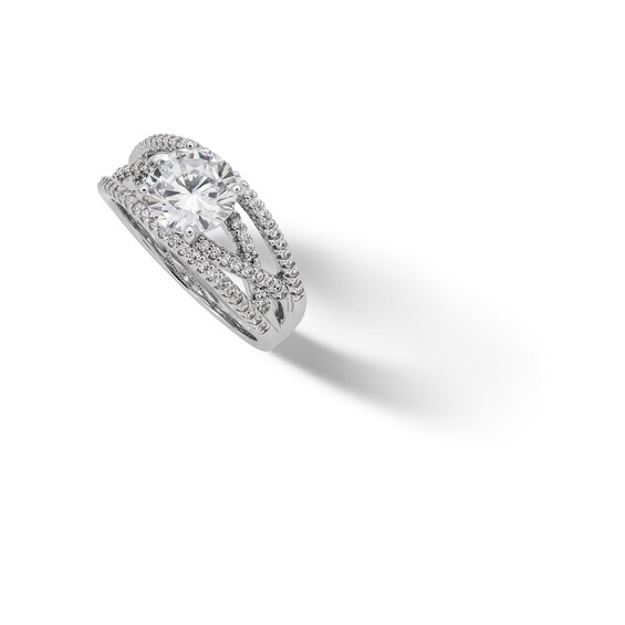 ​​​​​​​Sterling Silver CZ Round Center Stone By-Pass Ring - Size 7