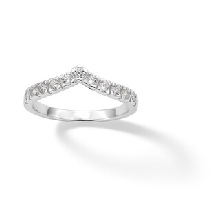 Sterling Silver CZ Round Chevron Ring - Size 8