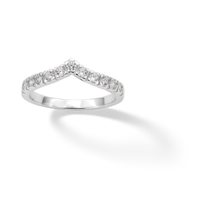 Sterling Silver CZ Round Chevron Ring - Size 8