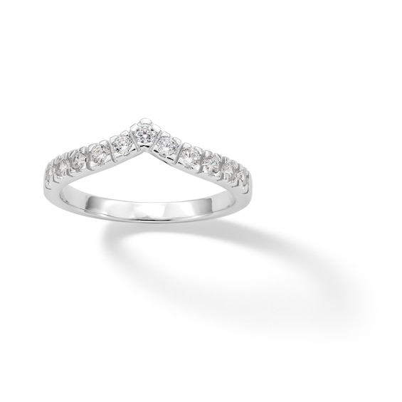 Sterling Silver CZ Round Chevron Ring - Size 8