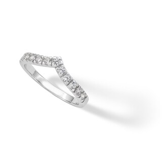 Sterling Silver CZ Round Chevron Ring - Size 8