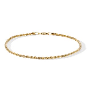 10K Hollow Gold Rope Chain Bracelet Made in Italy - 8"