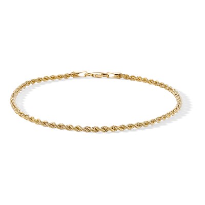 10K Hollow Gold Rope Chain Bracelet Made in Italy - 8"