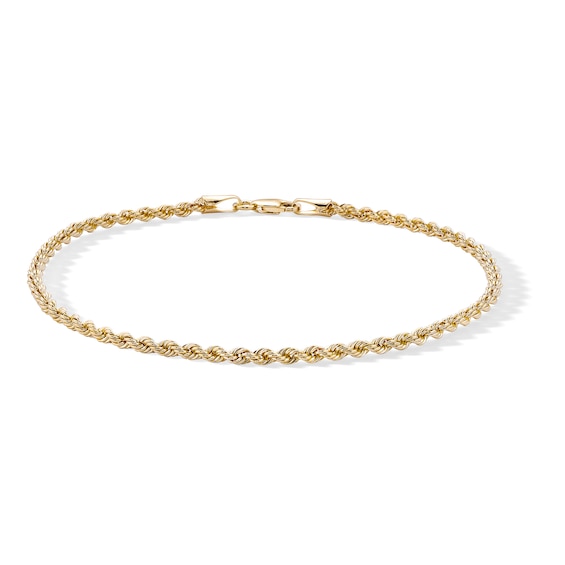 10K Solid Gold Rope Chain Bracelet Made in Italy - 8"