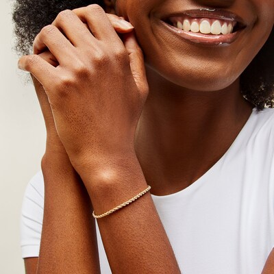 10K Hollow Gold Rope Chain Bracelet Made in Italy - 8"