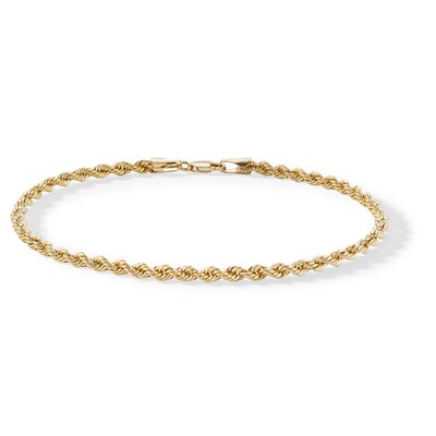 ​​​​​​​10K Hollow Gold Rope Chain Bracelet - 8.5"