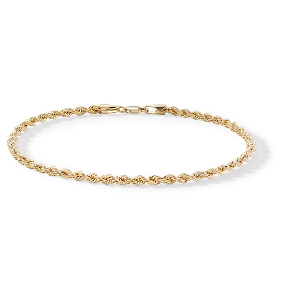 10K Hollow Gold Rope Chain Bracelet - 8.5"