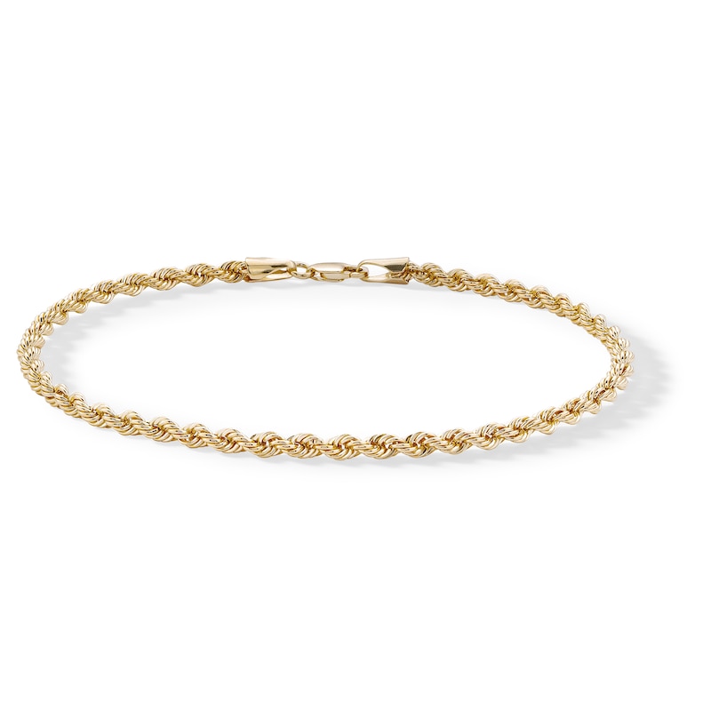 10K Hollow Gold Rope Chain Bracelet - 8.5"