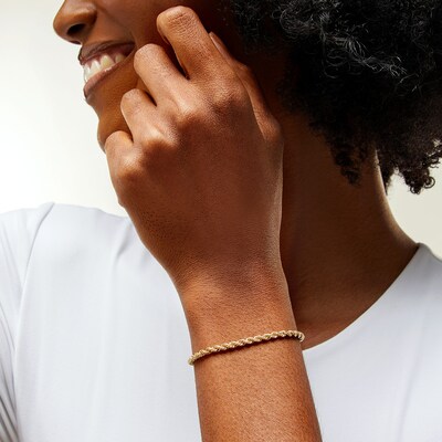 ​​​​​​​10K Hollow Gold Rope Chain Bracelet - 8.5"