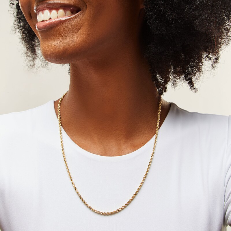 Main Image 2 of 10K Hollow Gold Rope Chain - 22"