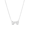 Thumbnail Image 1 of Sterling Silver CZ Double Hearts Frame Pendant Necklace - 16" + 2"