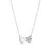 Thumbnail Image 2 of Sterling Silver CZ Double Hearts Frame Pendant Necklace - 16" + 2"