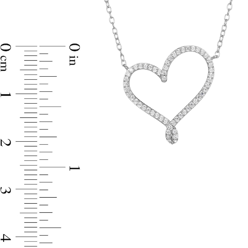 Main Image 4 of ​​​​​​​​​​​​​​Sterling Silver CZ Fancy Heart Pendant Necklace - 16" + 2"