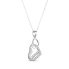 Thumbnail Image 2 of ​​​​​​​​​​​​​​Sterling Silver CZ Mom Double Heart Pendant Necklace - 16" + 2"