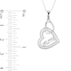 Thumbnail Image 4 of ​​​​​​​​​​​​​​Sterling Silver CZ Mom Double Heart Pendant Necklace - 16" + 2"