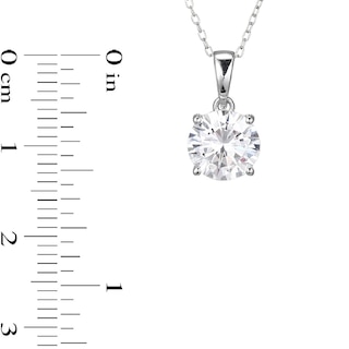 ​​​​​​​​​​​​​​Sterling Silver CZ Round Solitaire Pendant Necklace - 16" + 2"